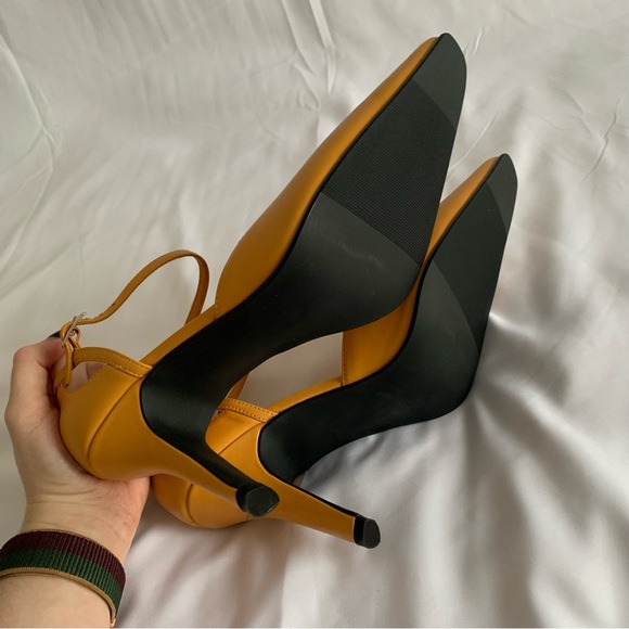 mustard yellow pointy toe heels - Picture 6 of 7